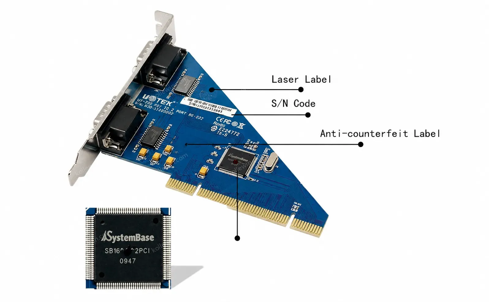UOTEK PCI to RS232 Serial Card 2 Ports DB9 COM Expansion Converter Adapter for Computer Accessories UT-752