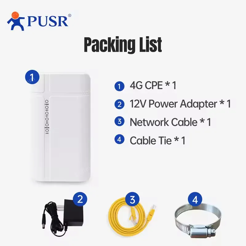 PUSR Waterproof 300M Network Bridge 4G LTE WiFi Router Wireless Outdoor CPE with VPN for Solar Panel USR-AP510