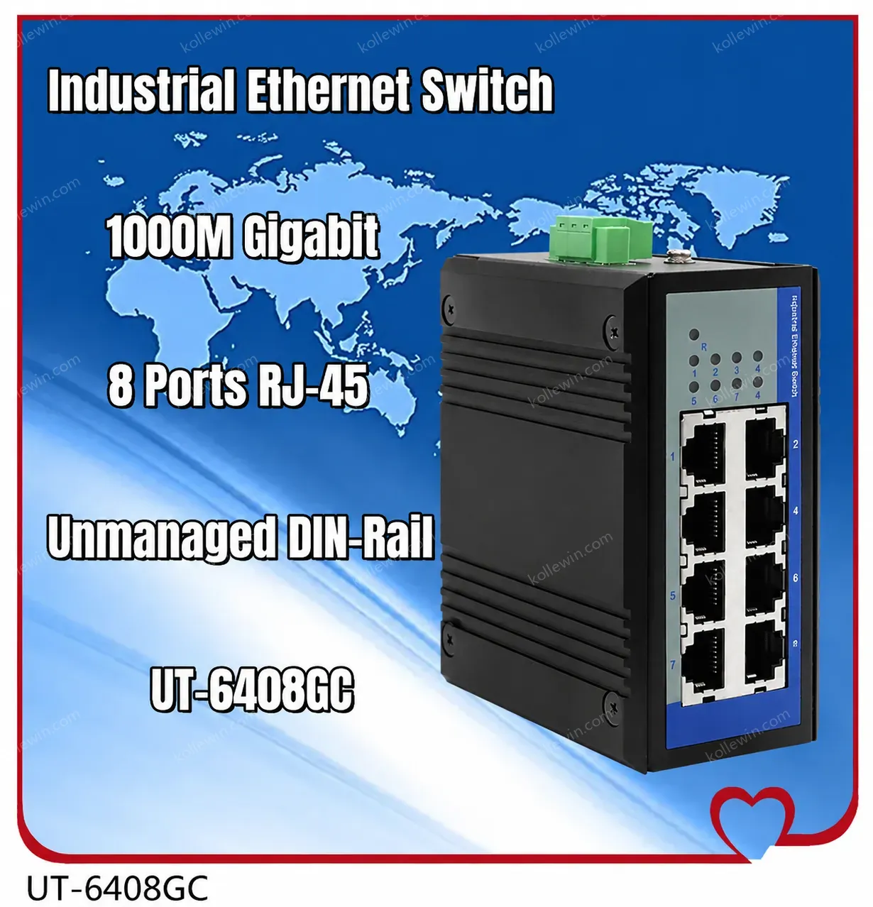 UOTEK Industrial Grade 100M 5 8 Ports Network Unmanaged Ethernet Switch Full Half Duplex DIN-rail -40℃ to 85℃ UT-60-DSA5T DSA8T