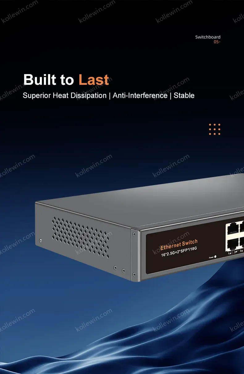 KeepLiNK 18-Port Multi-Gigabit Unmanaged Network Switch 16 X 2.5Gb Ethernet + 2 X 10Gb SFP+ for High-Speed Data Networking