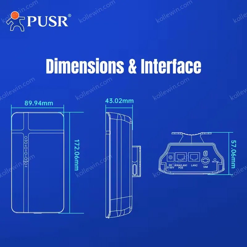 PUSR Waterproof 300M Network Bridge 4G LTE WiFi Router Wireless Outdoor CPE with VPN for Solar Panel USR-AP510