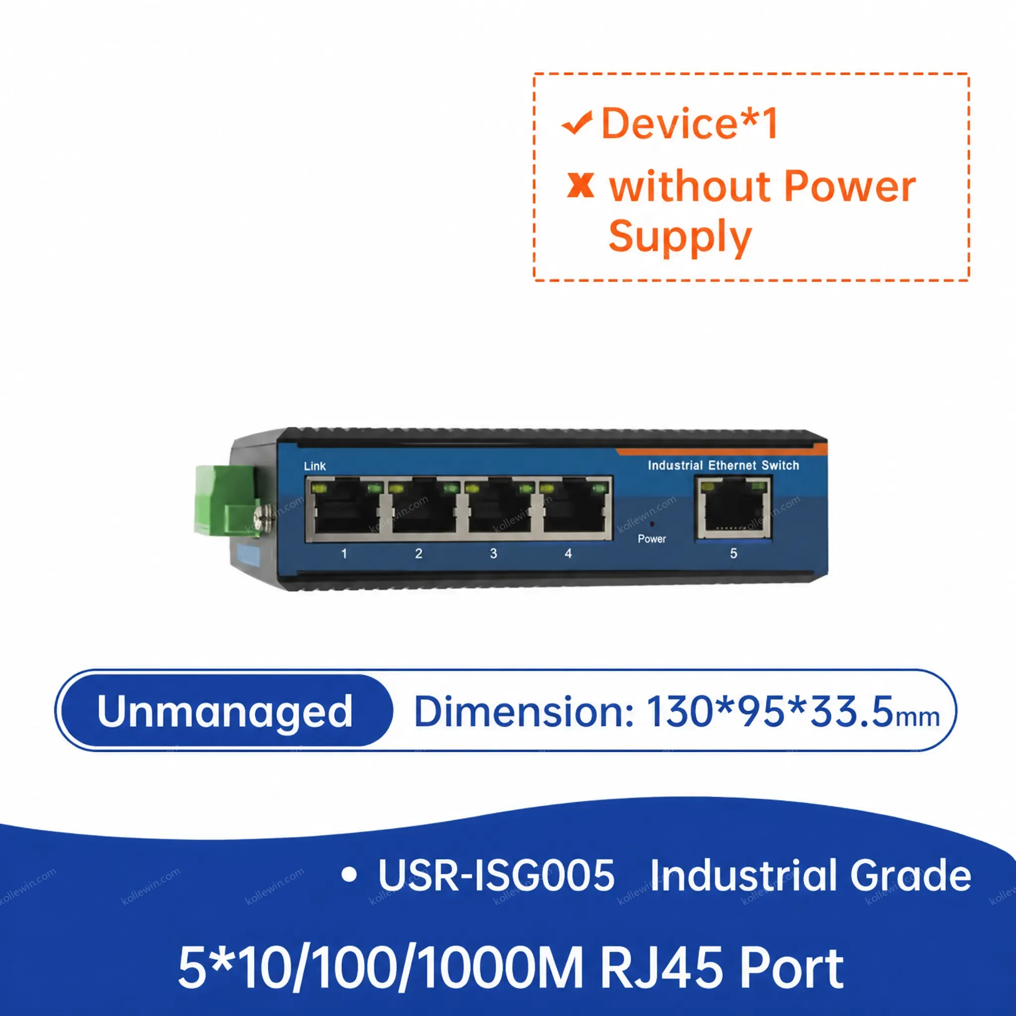 PUSR Industrial Gigabit Ethernet Switch With 10/100/1000Mbps 5/8 RJ45 Ports POE+ Plug and Play USR-ISG