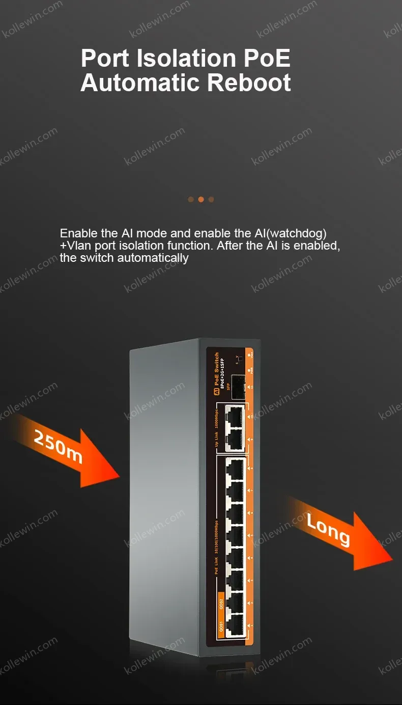 KeepLiNK 11-port full Gigabit unmanaged Ethernet switch with 8 IEEE 802.3af/at PoE+ Ports and 2 RJ45 & 1 SFP For Uplink