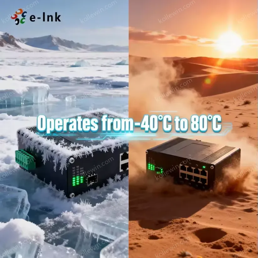 E-link 8-Port Gigabit PoE+ 20 Gbps Industrial Ethernet Switch 100/1000Base-X SFP Aluminum Wall Mount for IP Camera WAP Network