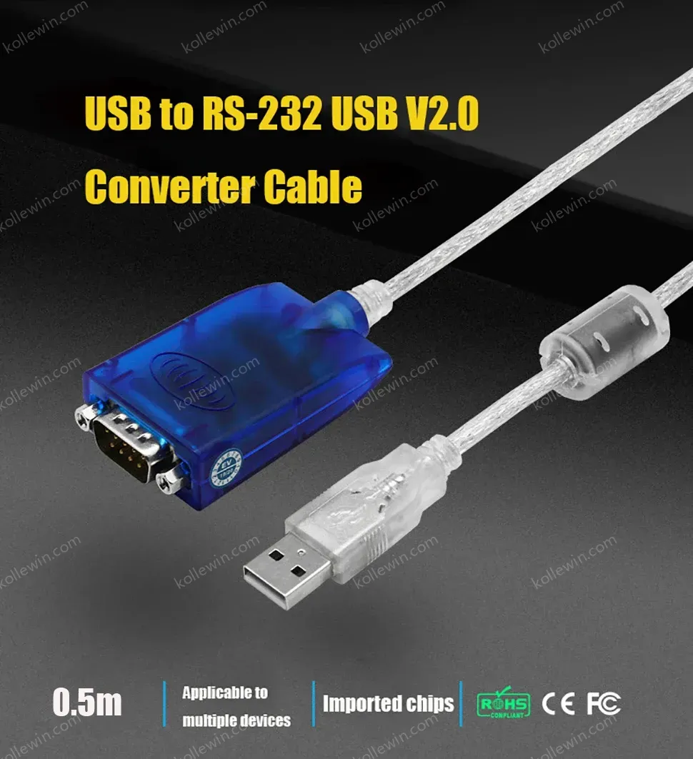 UOTEK 0.5M USB to RS-232 Converter RS232 to USB2.0 Cable Serial DB9 Adapter Line with Magnetic Ring Imported Chip ESD UT-880K