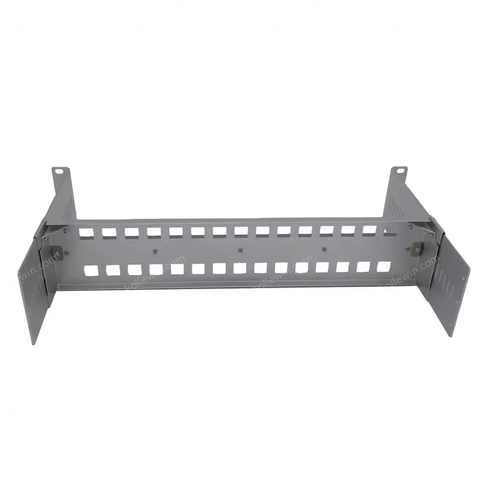 Aluminum 19 Inch 2U Adjustable Rack Bracket Chassis for Cabinet Installation of 35mm DIN Rail Device with Black and Silver Color