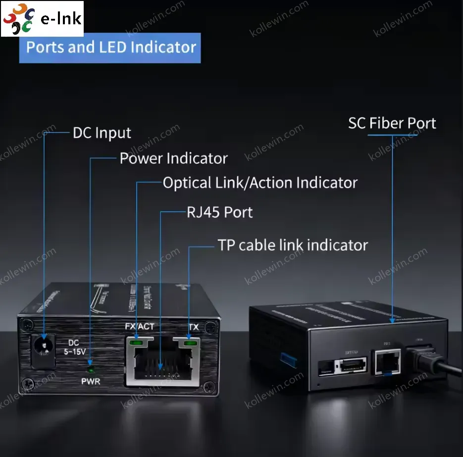 E-link LNK-M3011 Micro Type 10/100/1000Mbps Gigabit Ethernet Media Converter SC Fiber RJ45 Adapter Metal Housing Office