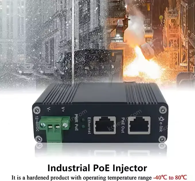 Hardened Industrial Gigabit PoE Injector 802.3at 30W Power Over Ethernet Injector Adapter