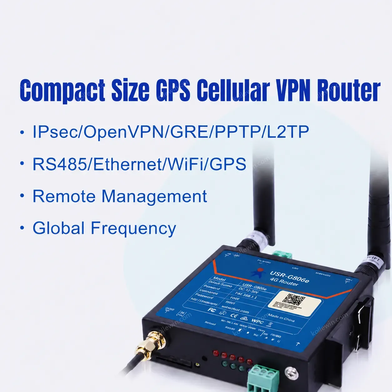 PUSR 1*WAN/LAN Configurable, 1*LAN, and 1*RS485 With GNSS Location Industrial 4G LTE Router USR-G806s-G