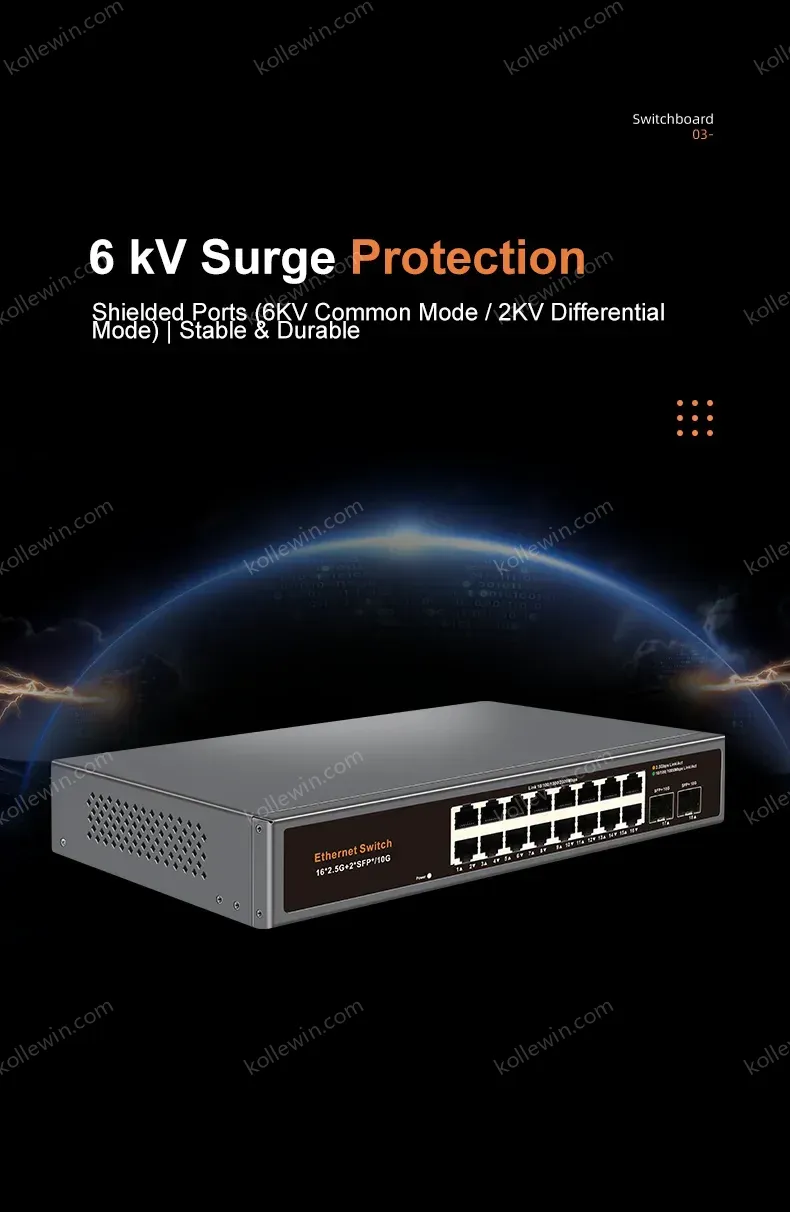 KeepLiNK 18-Port Multi-Gigabit Unmanaged Network Switch 16 X 2.5Gb Ethernet + 2 X 10Gb SFP+ for High-Speed Data Networking