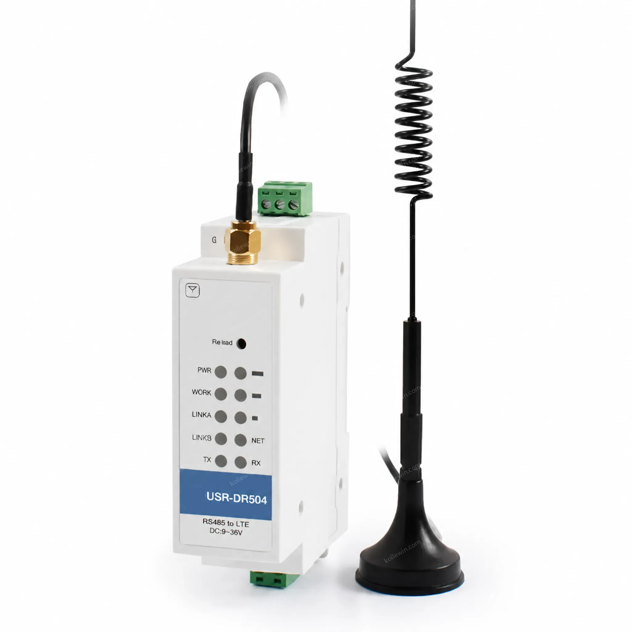 USR-DR504-G Global DIN-Rail Wireless External Serial to 4G LTE Modem with SMS/Modbus RTU to TCP/At Command
