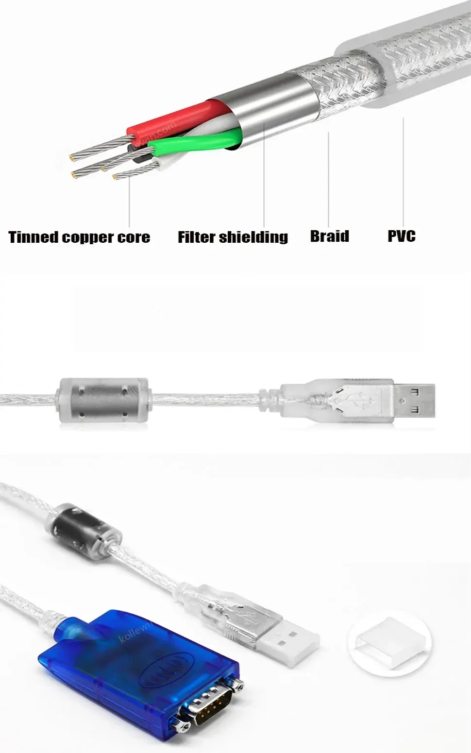 UOTEK 1.5M USB to RS-232 Converter RS232 DB9 USB2.0 Conversion Cable Serial Adapter Connector Line with Imported Chip UT-880