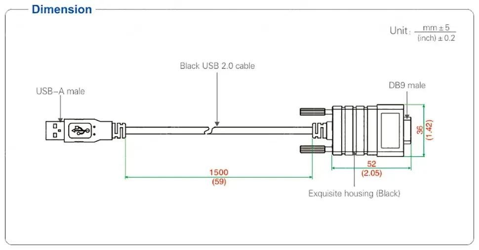 UOTEK 4.92ft USB to RS485 RS422 Cable Converter USB-A RS-422 RS-485 Adapter DB9 Connector Translucent Magnetic Ring UT-850N