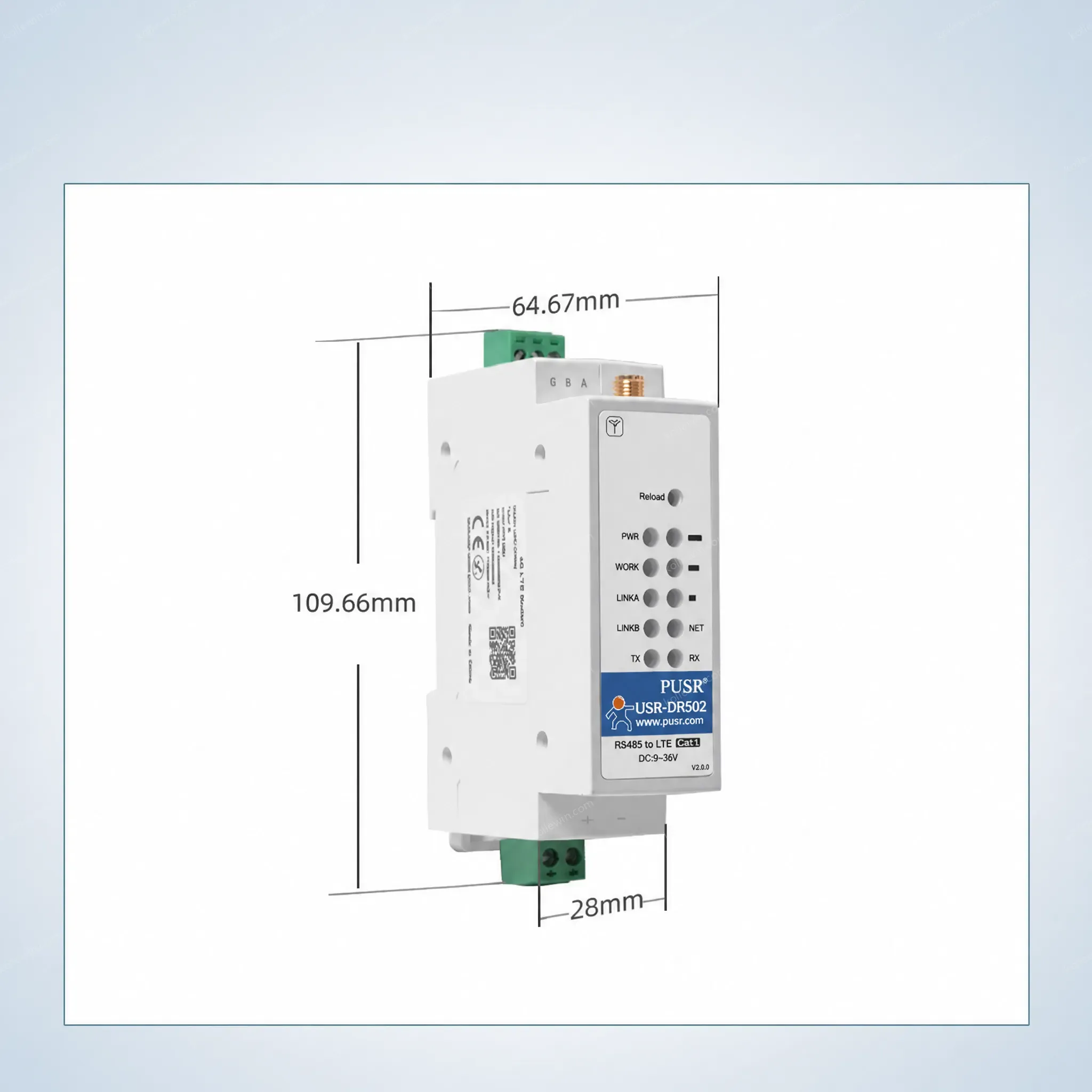 USR-DR502-E Europe Industrial HTTP MQTT/SSL GSM SMS 4G LTE Cat 1 Modem With Sim Card Slot Support IoT Platform