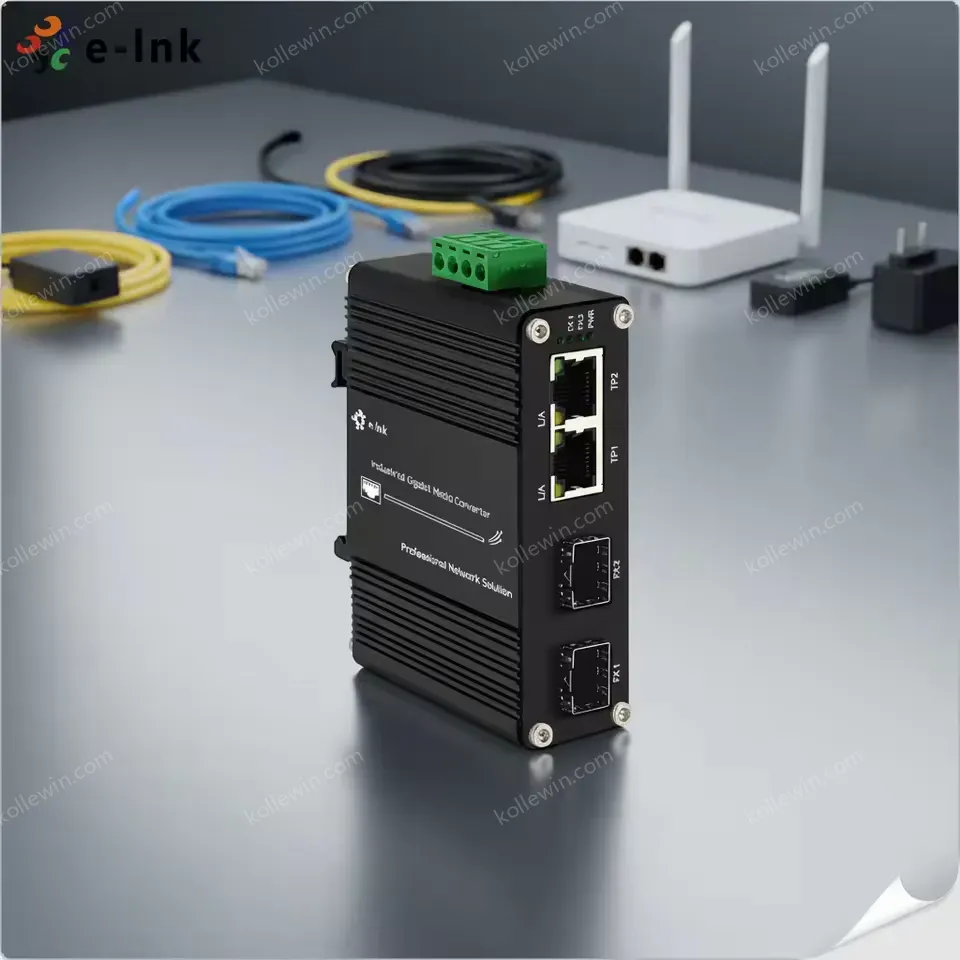 E-link LNK-IMC202-2.5G-SFP Mini Industrial 2-Port 10/100/1000/2500Base-T to 2-Port 10G SFP+ Fiber Ethernet Switch
