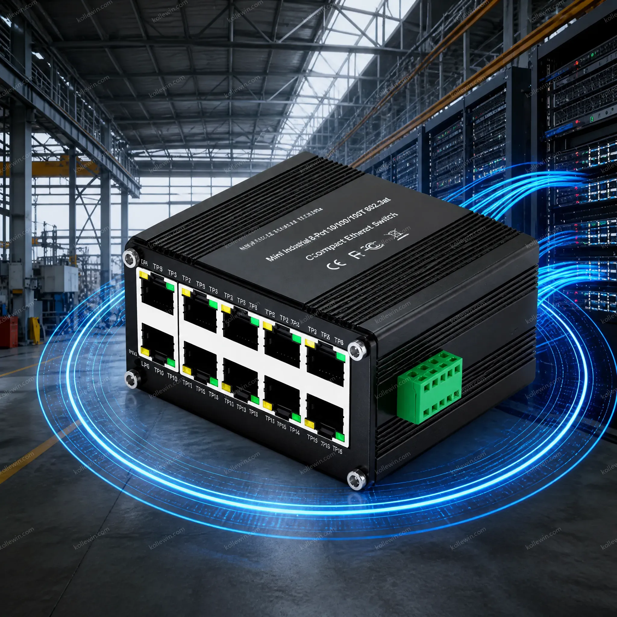 Industrial 8-Port Gigabit PoE+ Switch with 240W Budget and 2 Uplink Ports for DIN-Rail