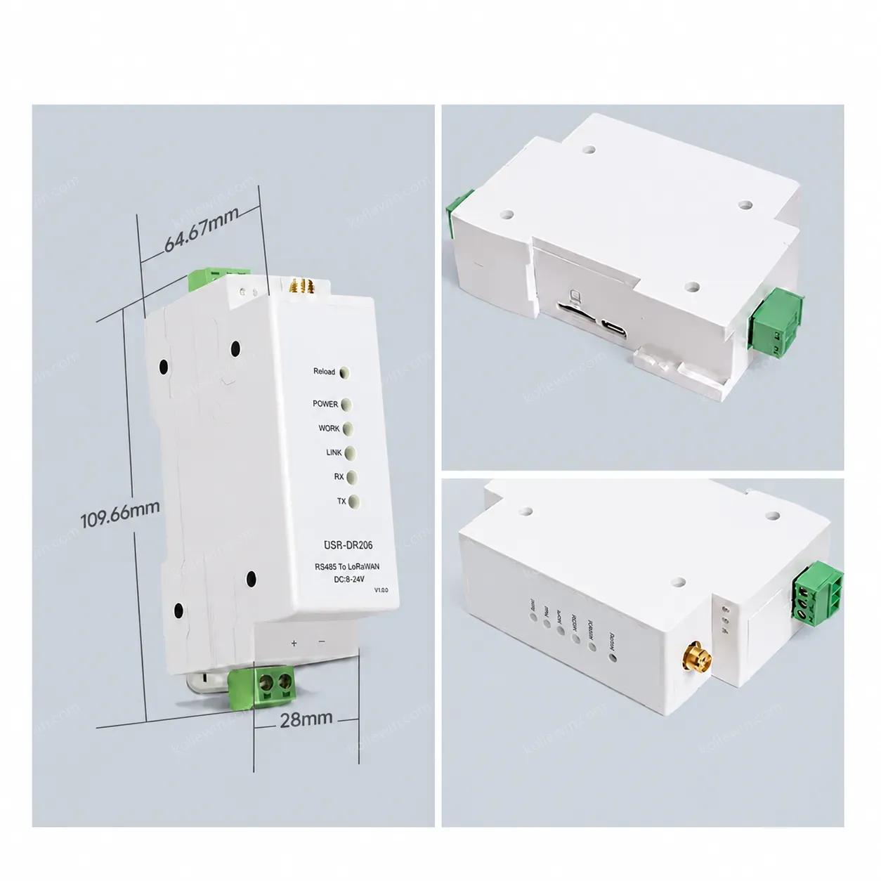 PUSR DIN Rail Mounting, RS485 Interface RS485 to LoRaWAN Converter Configuration Utility USR-DR206/DR216