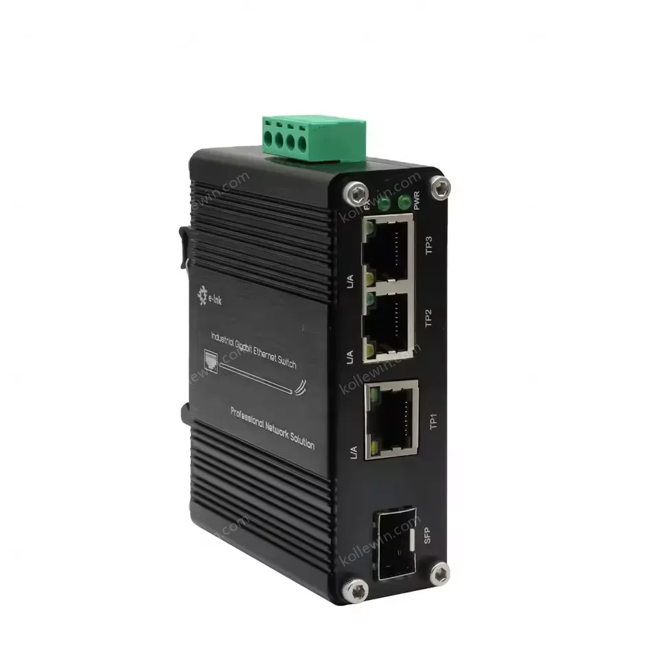 Industrial Gigabit Ethernet Switch IP40 Aluminum Housing Operates -40°C to 75°C with 12-48VDC Wide Voltage Input