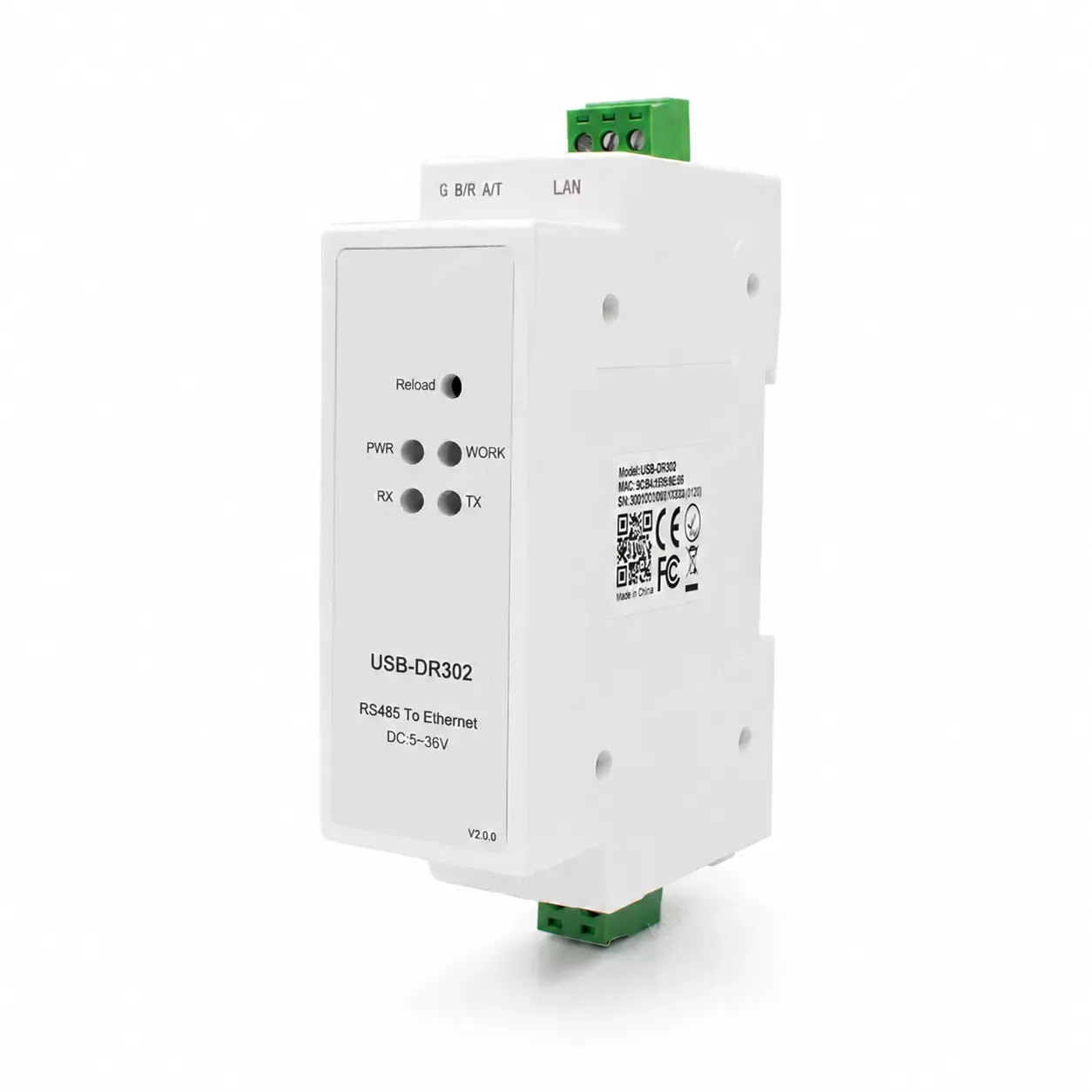 USR-DR302 DIN-RAIL Modbus RTU Ethernet to RS485 Converter Supports Modbus Polling Modbus Gateway