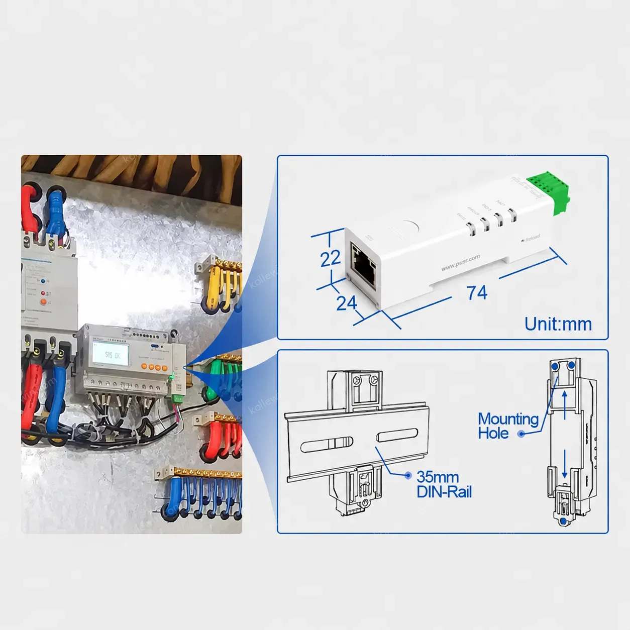 PUSR DIN Rail RS485 to Ethernet Device converter Modbus IOT Gateway Modbus RTU to Modbus TCP Serial Device Server USR-DR134