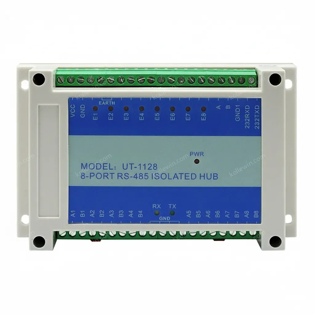 UOTEK Industrial RS232 RS-232 RS-485 to 8 Ports RS485 Serial HUB RS485 Optoelectronic Isolation ESD Anti Surge Adapter UT-1128