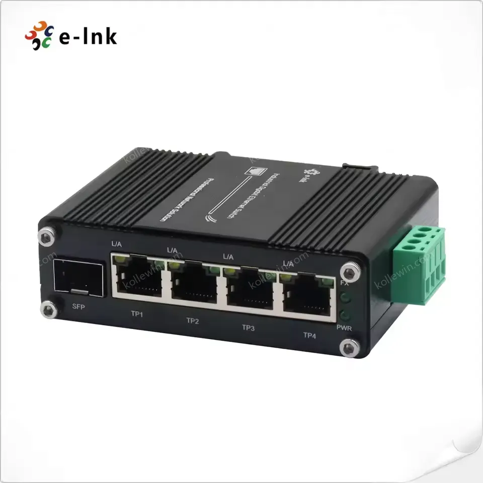 Mini Industrial 4-Port 10/100/1000T + 1-Port 100/1000X SFP Gigabit Ethernet Switch