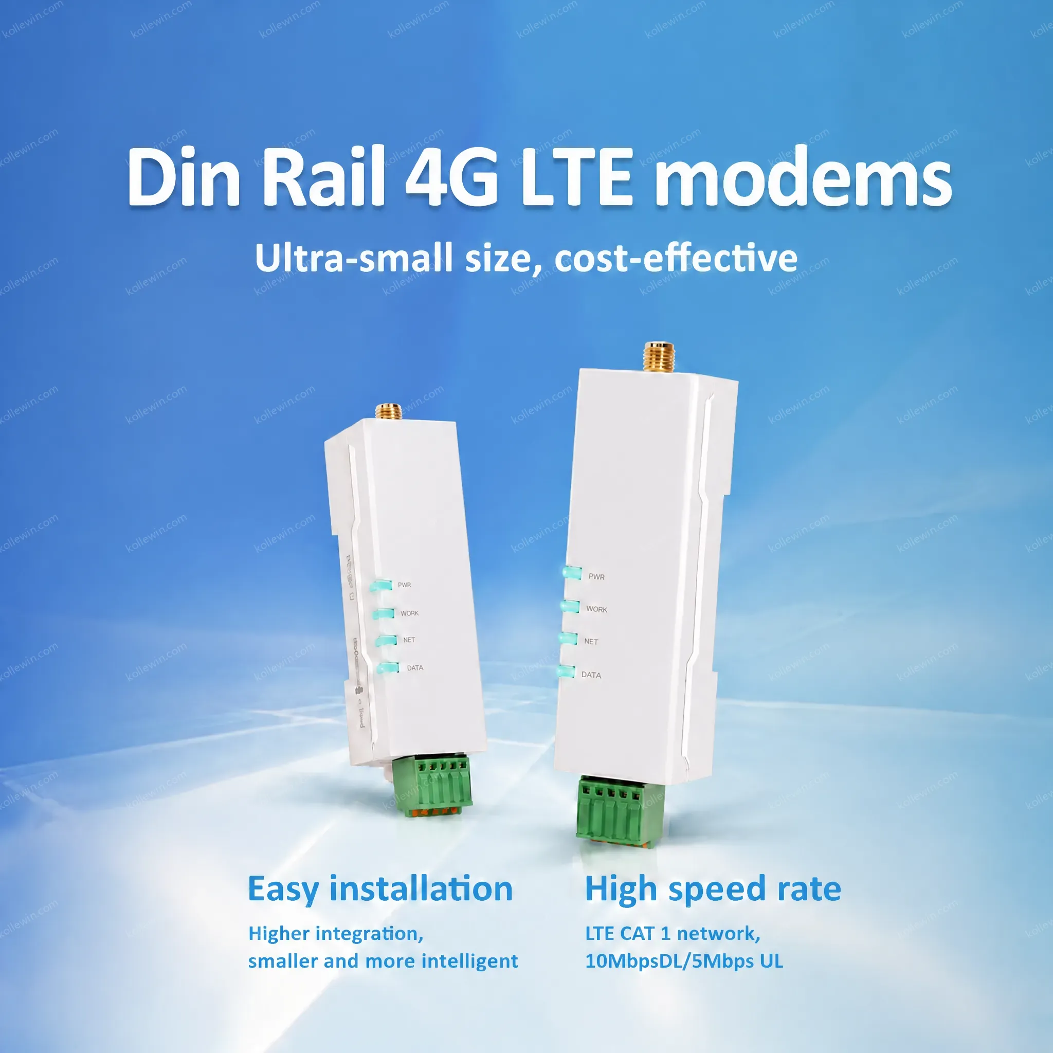 USR-DR152 Din-Rail DTU Serial RS232 4G Lte Modem with Cat 1 MQTT Protocol