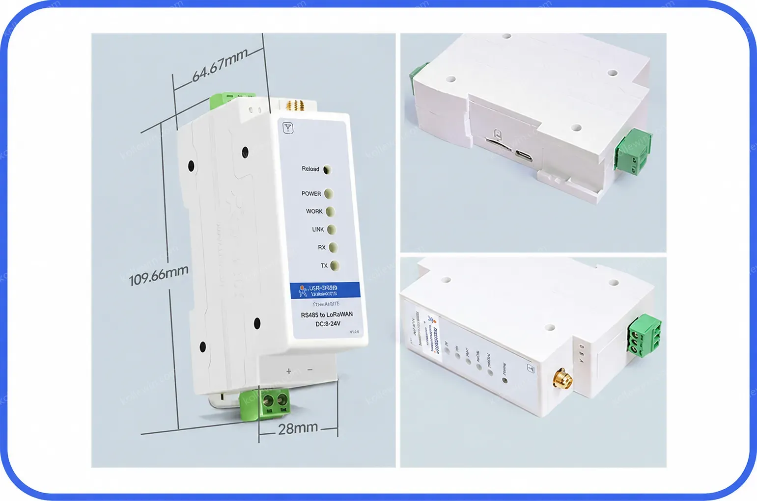 PUSR DIN Rail Serial RS485 to LoRaWAN Converter wireless network gateway Long-range Communication Stable Reliable data USR-DR206