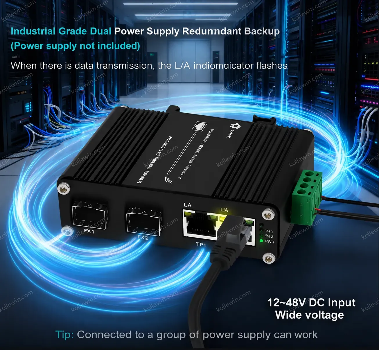 E-link LNK-IMC202G-SFP Industrial Grade 2 Port Gigabit Ethernet Switch 2 SFP Slots 12-48V DC Power Full-Duplex/Half-Duplex 9KB