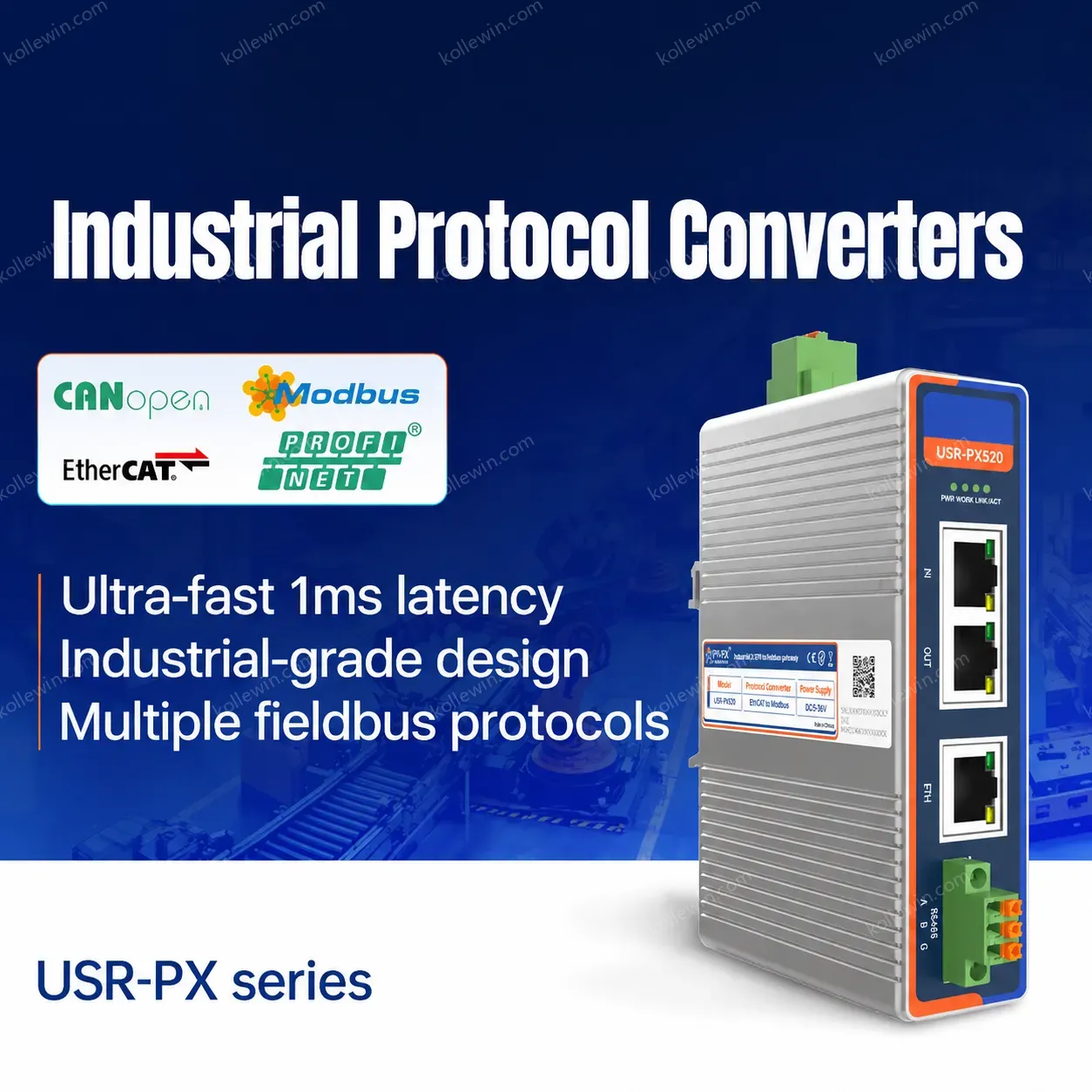 PUSR Industrial Fieldbus Protocol Converter EtherCAT/profinet/CANopen to Modbus RTU/TCP No Coding Automation Applications USR-PX