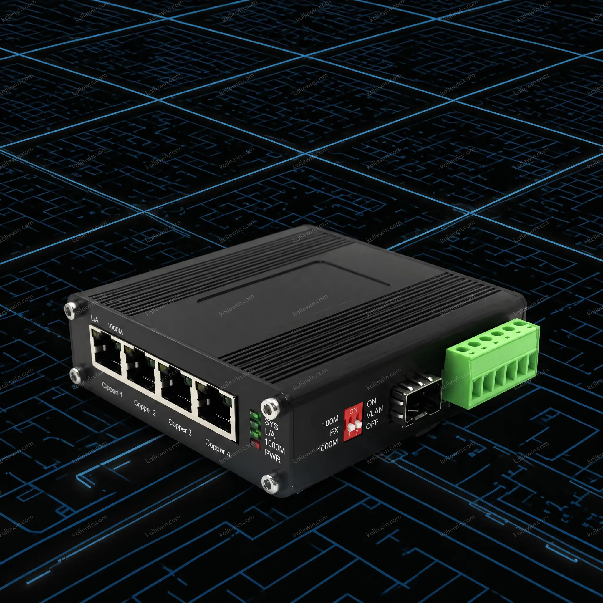 E-link LNK-IMC-A1400G-SFP Industrial 4-Port 10/100/1000Base-T + 1-Port 100/1000Base-X SFP Ethernet Switch 110-230VAC Input