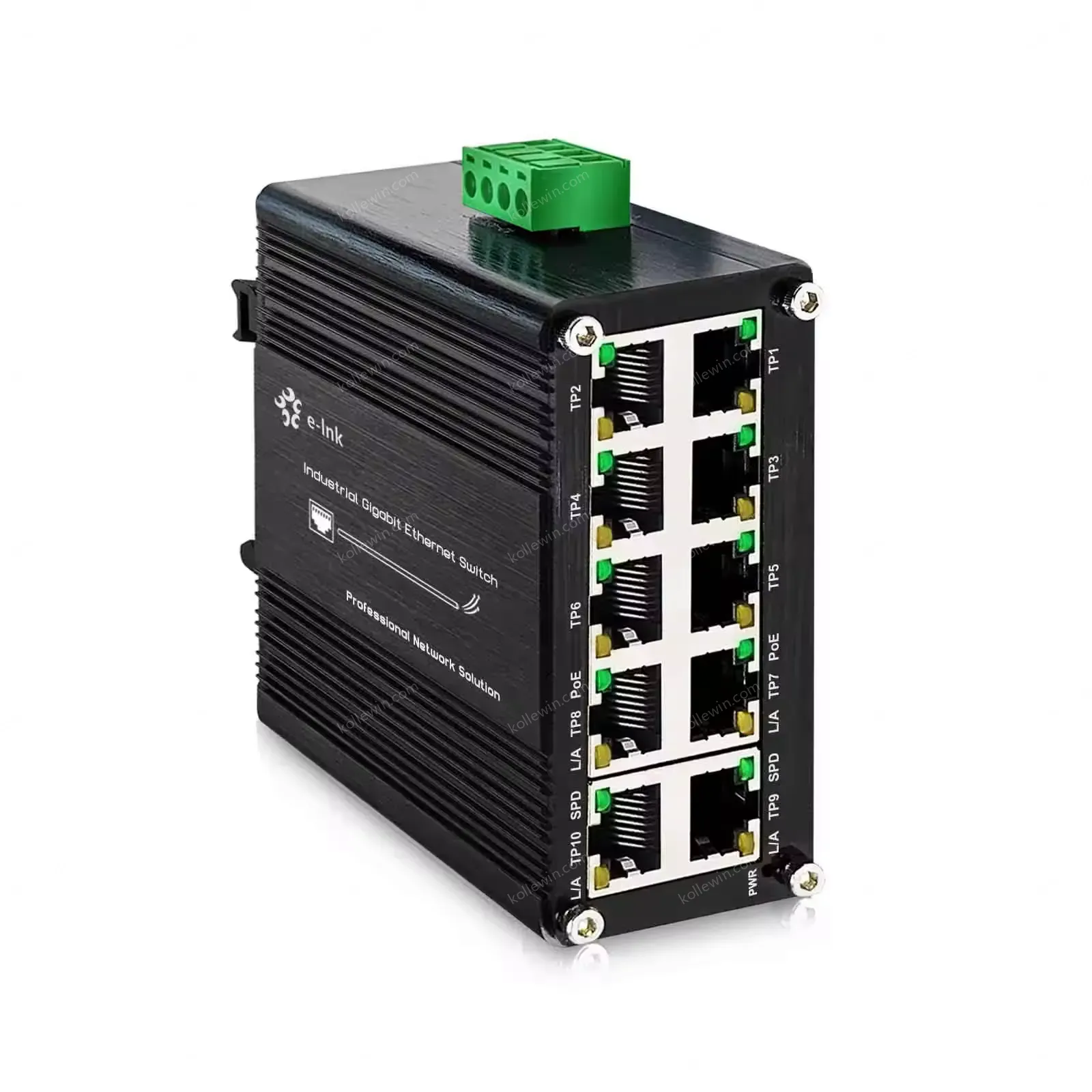 Mini Industrial 1000T 8-Port 802.3at PoE 12~48V DC Unmanaged 10 Ports Network Ethernet Switch up to 240-watt PoE Budget