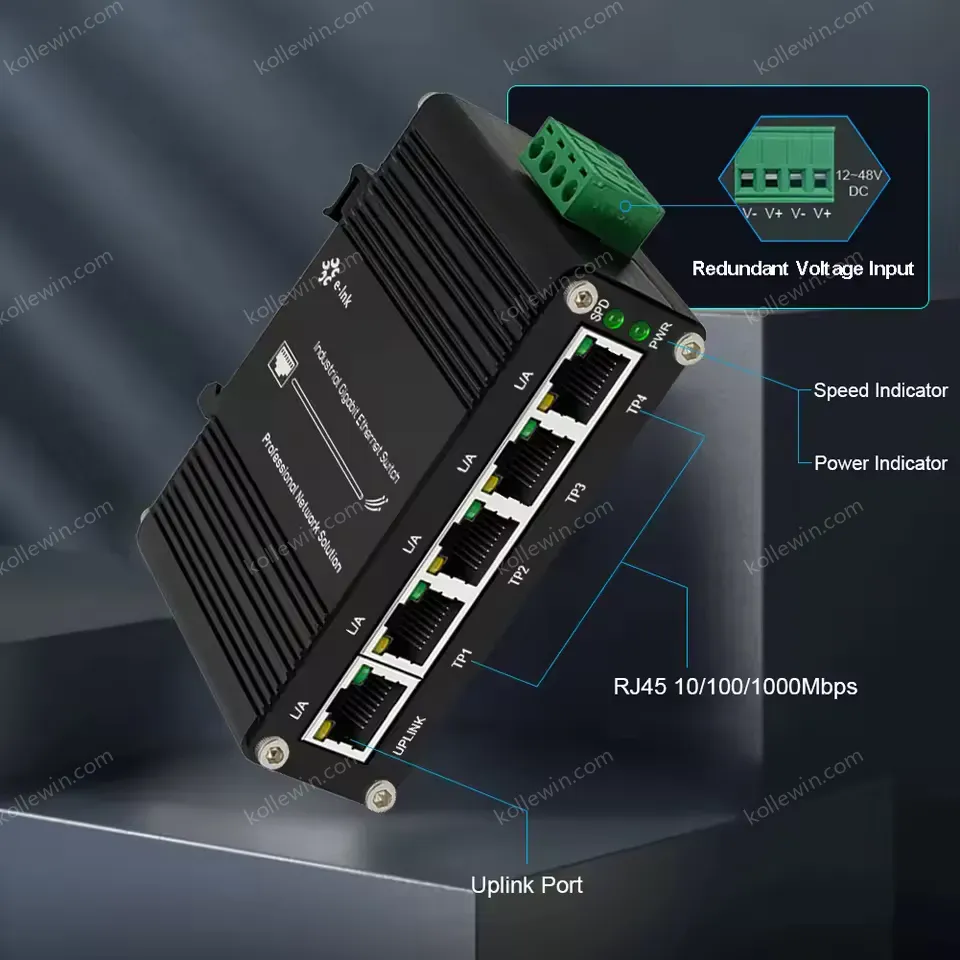 Mini Industrial 5-Port Gigabit Ethernet Switch for Networking
