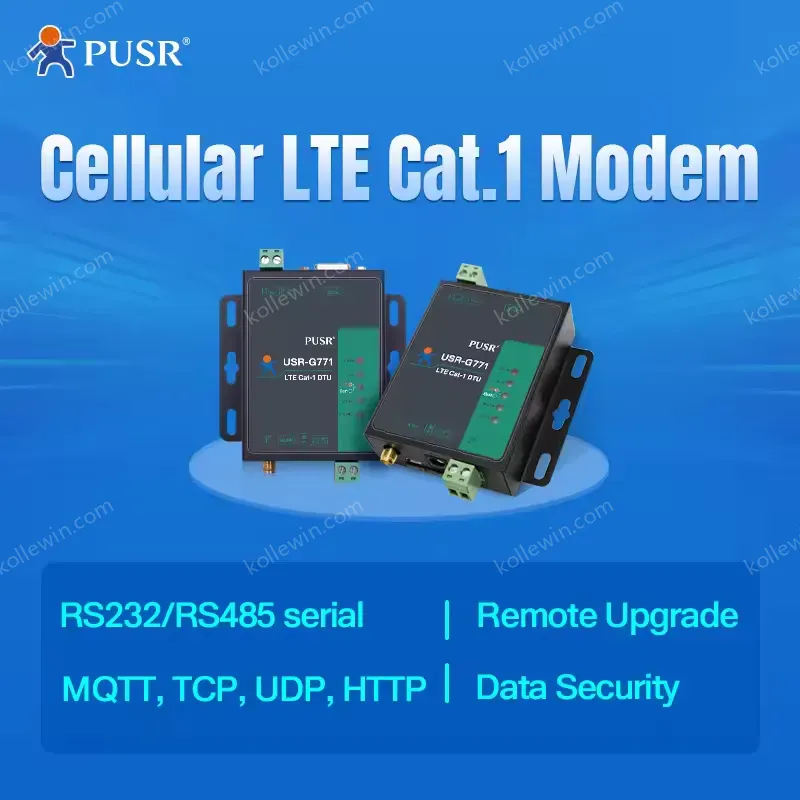 USR-G771-E LTE Europe CAT 1 Gsm Gprs Serial Cellular Modem Support RS232/RS458 Port Support MQTT IoT Platform
