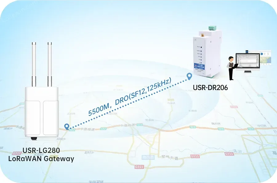 PUSR DIN Rail Serial RS485 to LoRaWAN Converter wireless network gateway Long-range Communication Stable Reliable data USR-DR206