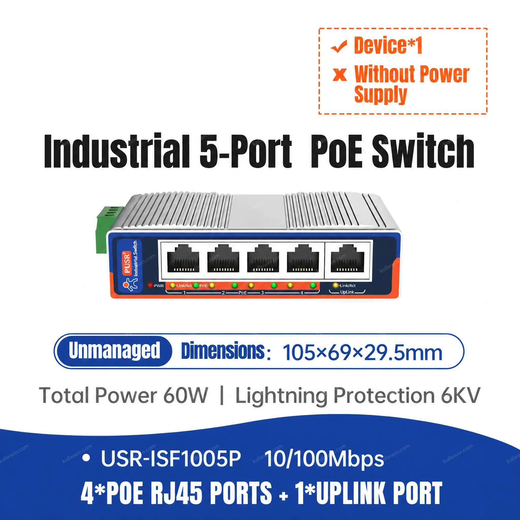 PUSR Industrial Gigabit Ethernet Switch 5 /8 Ports With 10/100/1000Mbps Din-Rail Mounting Easy to Installation USR-ISG/ISF