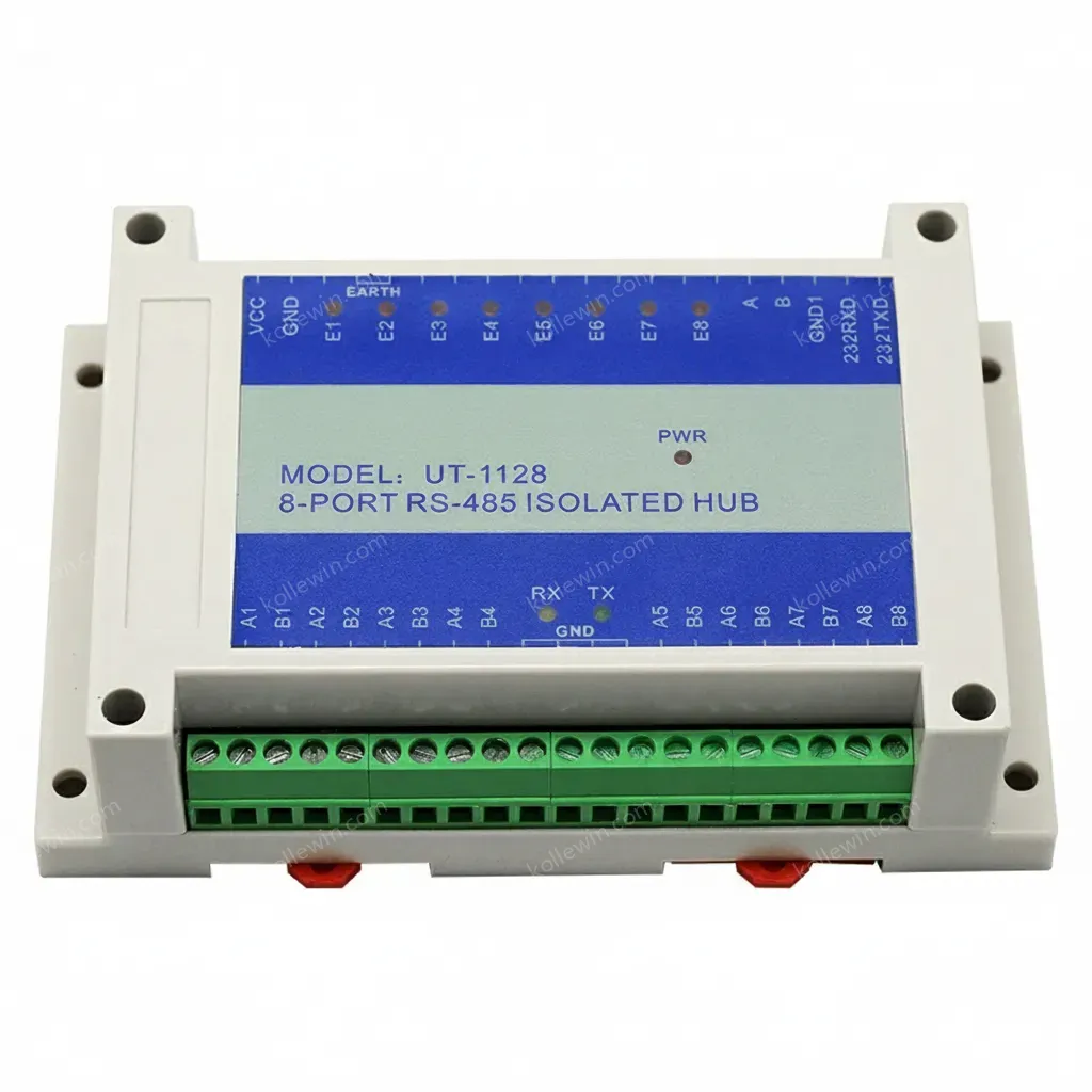 UOTEK Industrial RS232 RS-232 RS-485 to 8 Ports RS485 Serial HUB RS485 Optoelectronic Isolation ESD Anti Surge Adapter UT-1128