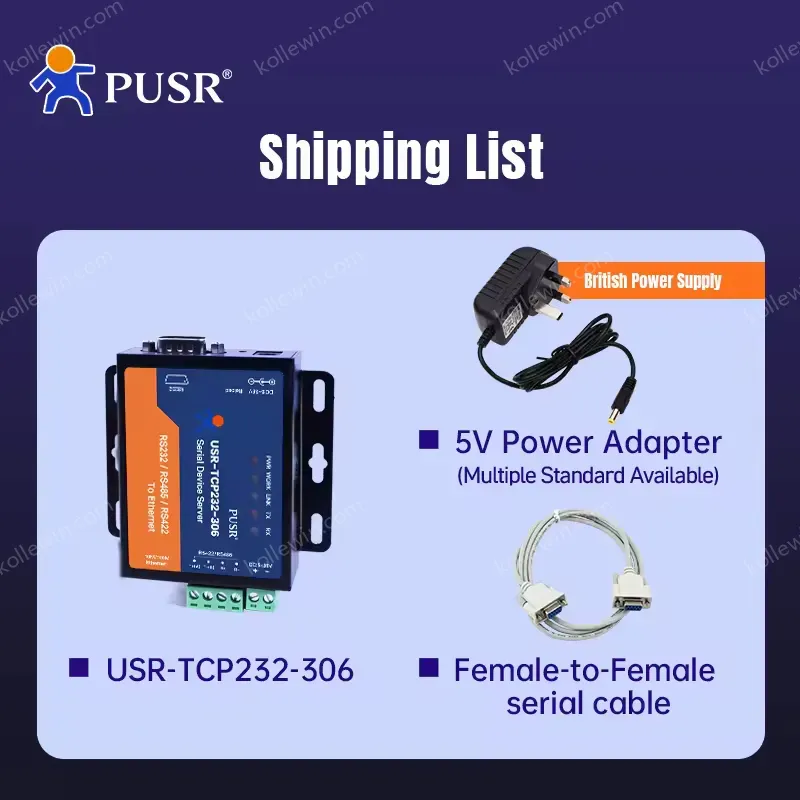 USR-TCP232-306 Cost-effective Modbus Gateway Modbus RTU to TCP RS232 RS485 to Ethernet Serial Device Server