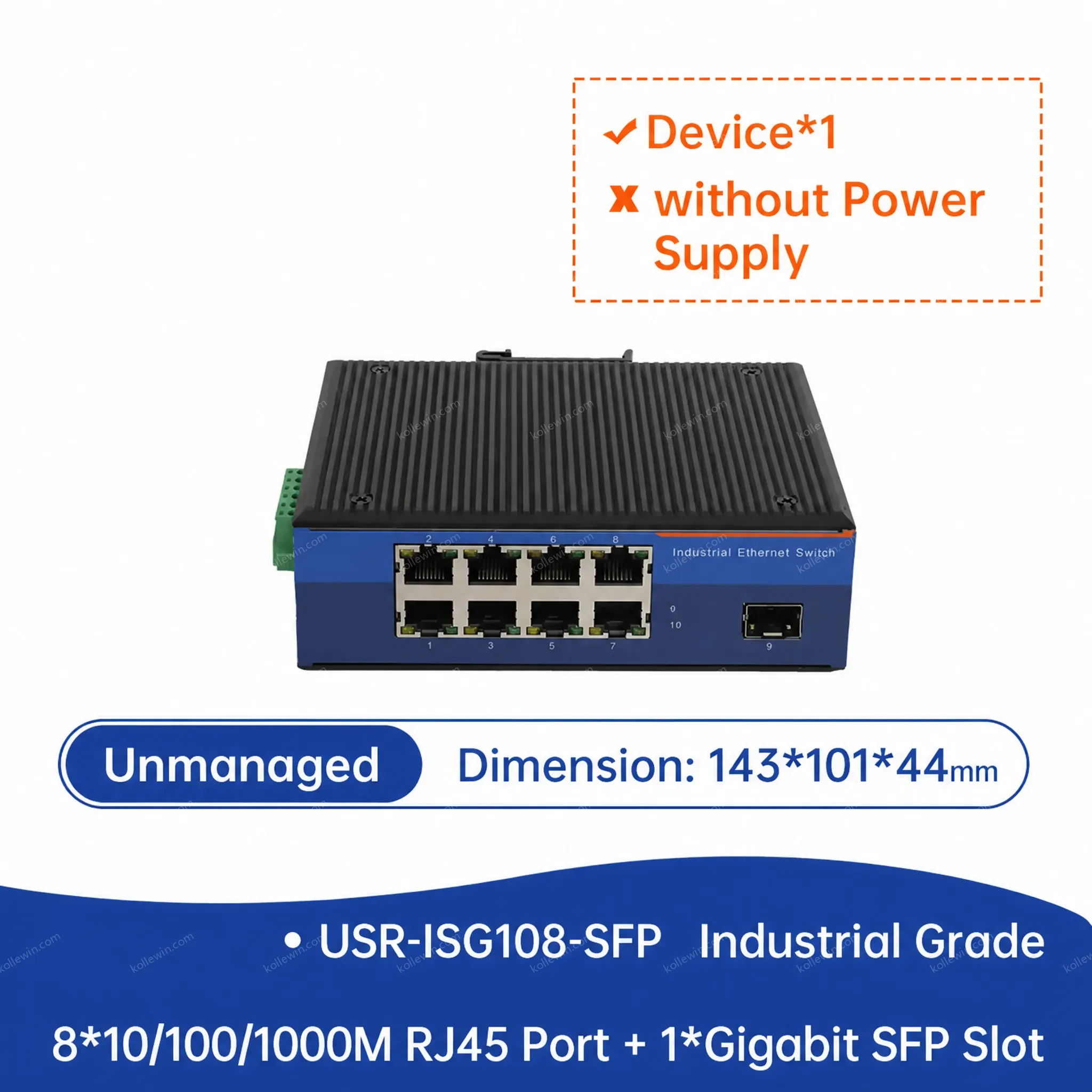 PUSR 1SFP 5/8 RJ45 Ports 10/100/1000Mbps Gigabit Industrial Ethernet Switch with QoS USR-1SFP Series