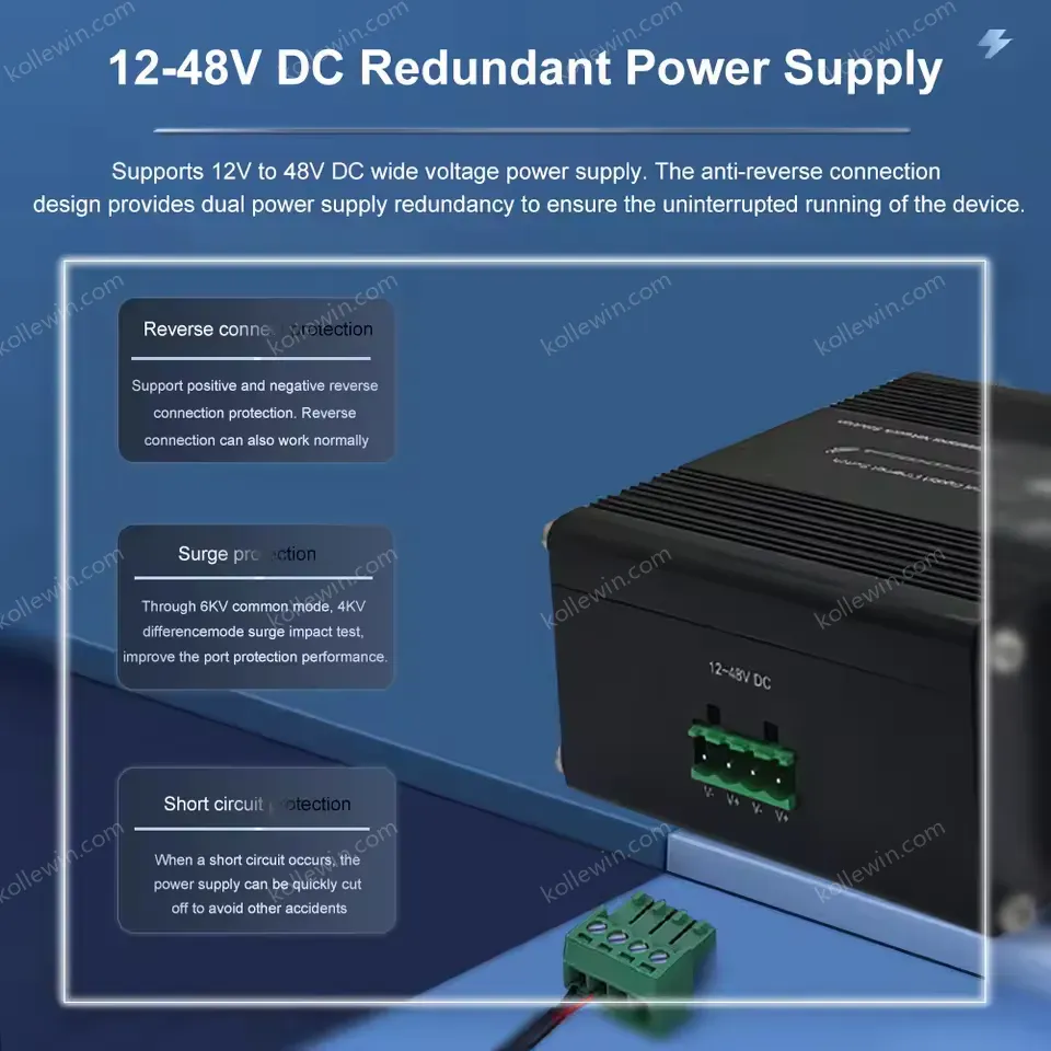 Ethernet Switch 10 Port 10/100/1000T Gigabit Compact Mini Industrial Din Rail Unmanaged Network Switch 48V DC