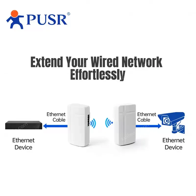 PUSR 2 Piece Tiny-Size 2.4GHZ Point to Point Wireless Bridge Qualcomm Solution Plug and Play up to 1000M IP64 Water-proof ST208E