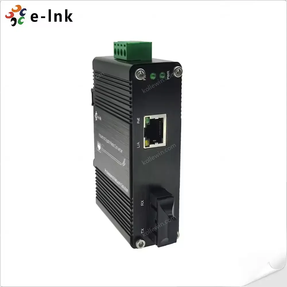 Elink Mini Industrial 100BASE-FX to 10/100BASE-T 60W PoE++ Media Converter LNK-IMC1100P60 Series