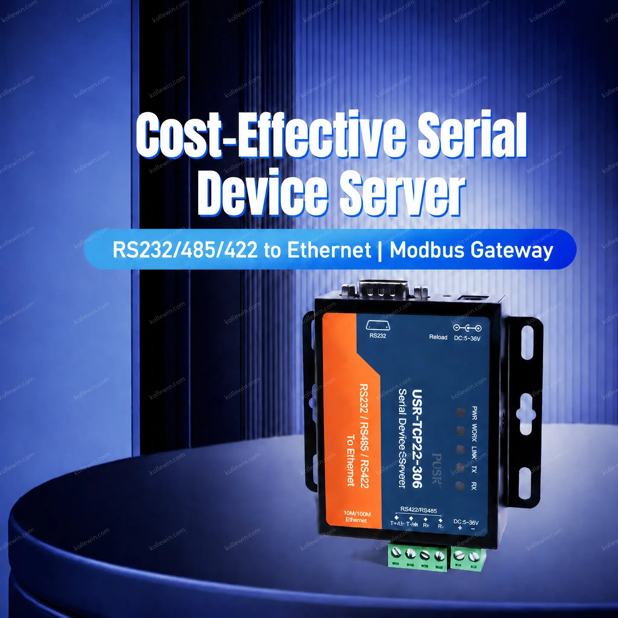 USR-TCP232-306 Serial Device Server RS232/RS485 RJ45 Converter Modbus Ethernet Gateway 600-230.4K Baud Rate 5-36V Power Supply
