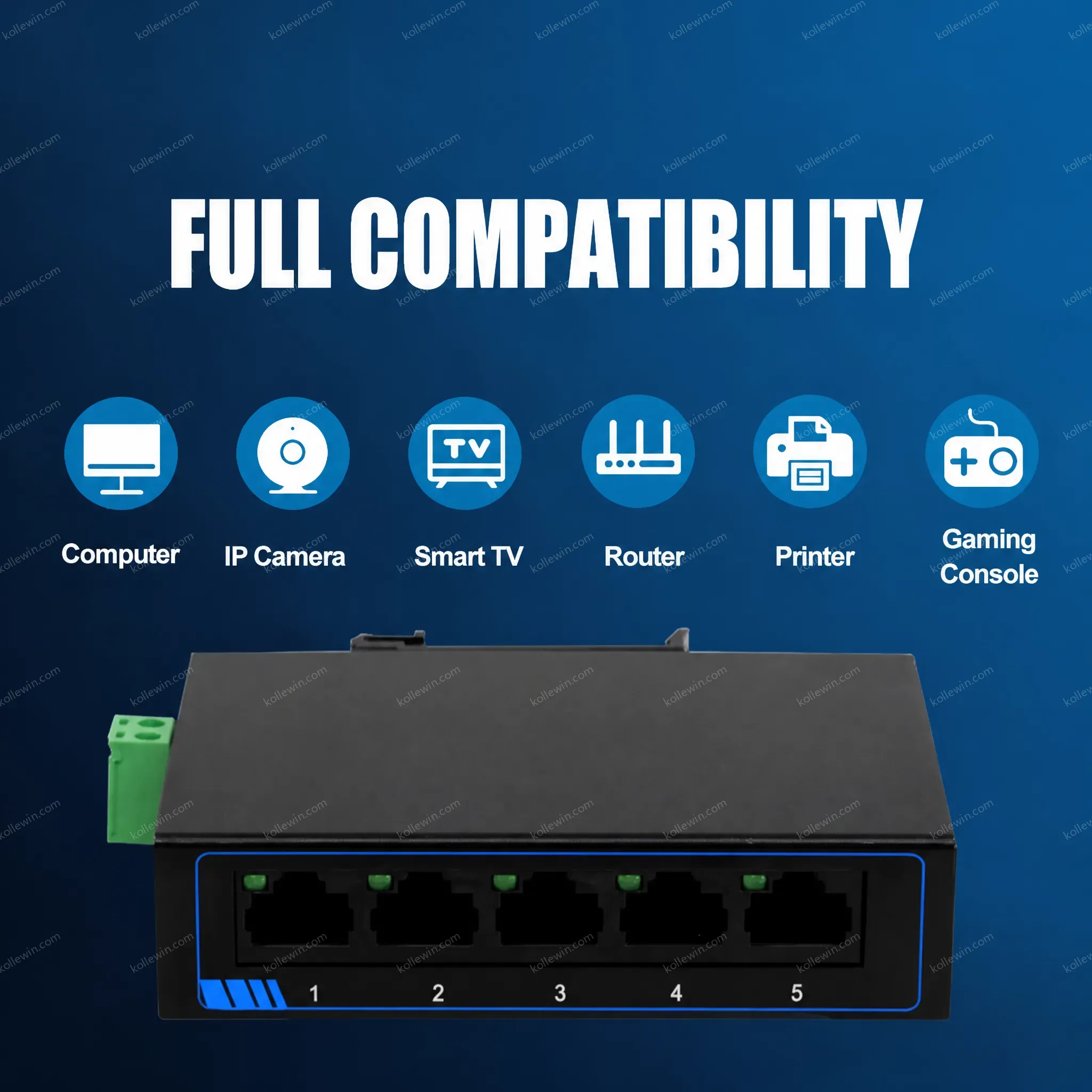 PUSR 5 Ports 10/100M Adaptive Ethernet Network Switch Supports DC or Terminal Power Supply USR-SF1005
