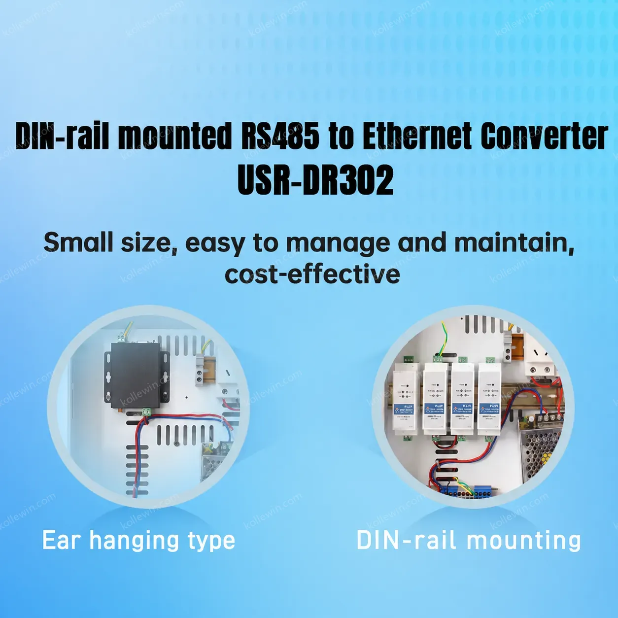 USR-DR302 Din Rail RS485 to TCP IP Converter RS485 to Ethernet Support Modbus Gateway Bidirectional Transparent Transmission
