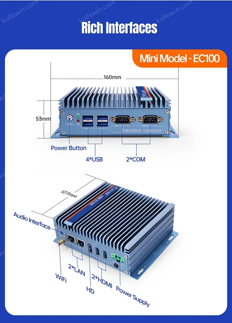 PUSR X86 Embedded Industrial Computer Windows/Linux/Ubuntu System i3i5i7 4G/5G/WiFi/Gigabit Ethernet All in One PC USR-EC