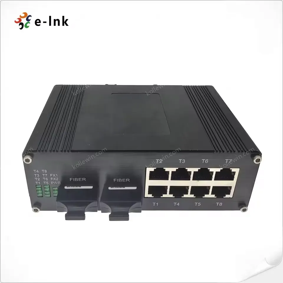 Industrial 10-Port Gigabit Ethernet Switch Dual SFP Fiber Ports 1000Mbps 20Gbps Capacity Aluminum Case Redundant Power Support