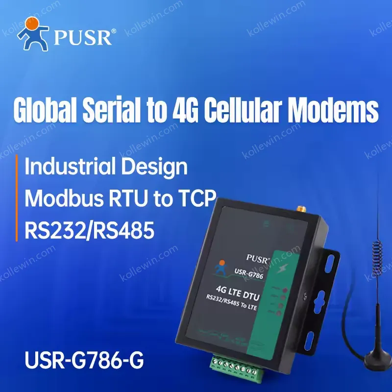 G786-G Global Frequency Industrial Serial 4G LTE Modem Modbus RTU TCP RS232/RS485 Ports Wireless External Design Power Adapter