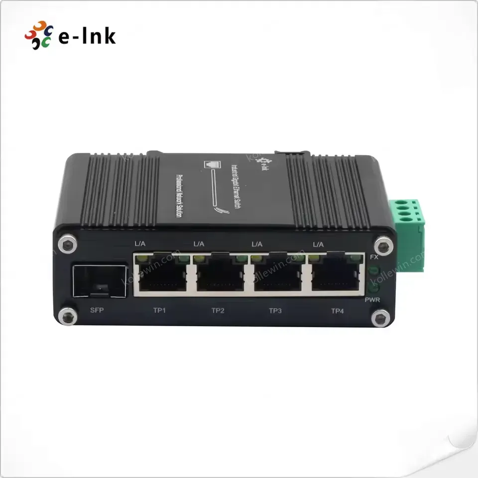 Mini Industrial 4-Port 10/100/1000T + 1-Port 100/1000X SFP Gigabit Ethernet Switch