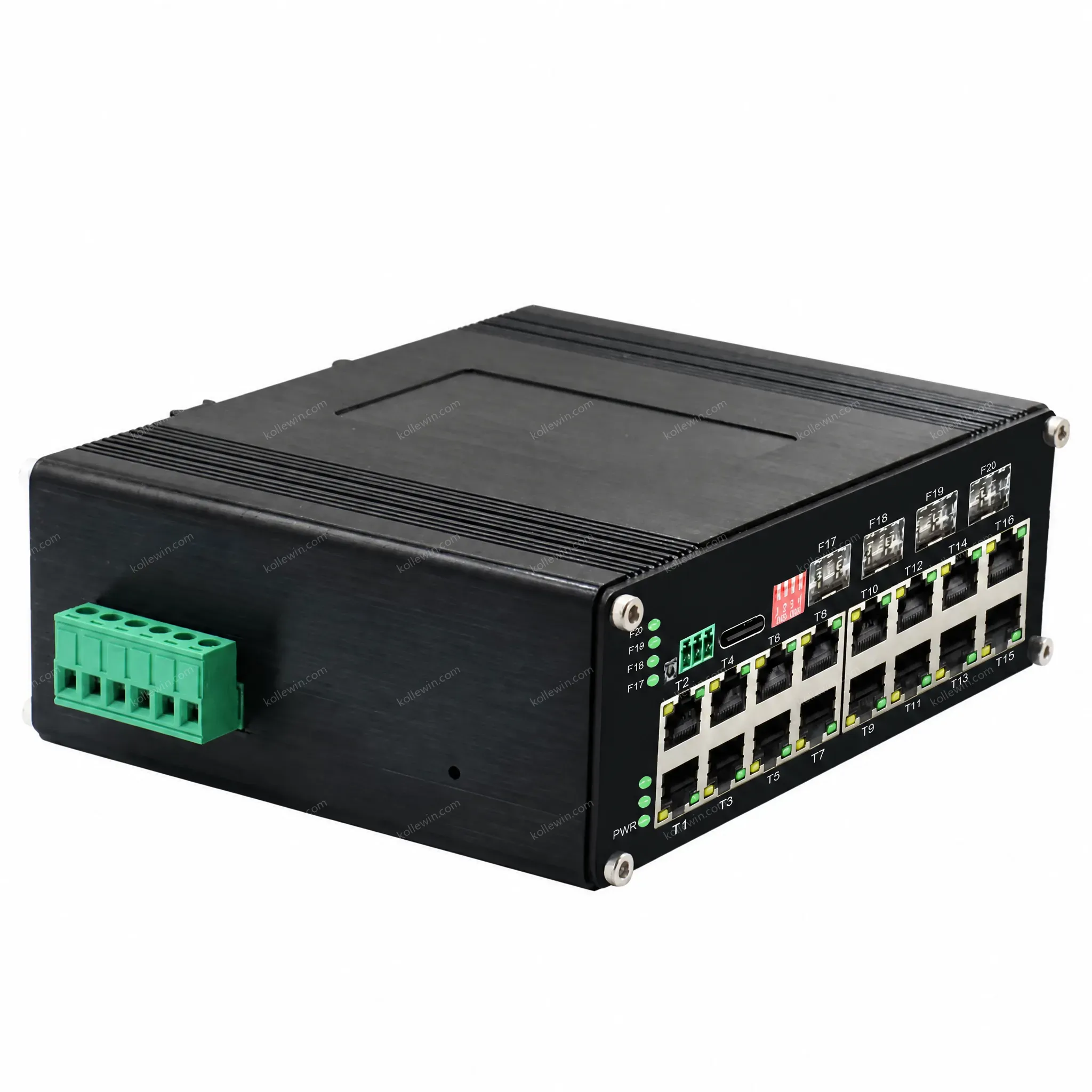 Industrial L2+ Managed 16-Port Gigabit Switch | 10/100/1000T + 4 1000X SFP | DIN-Rail Mount, -40°C to 75°C